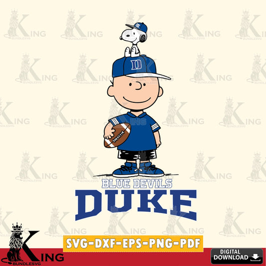 Duke Blue Devils Peanuts Football Rugby SVG, Cricut, Cut file  , Digital Download , Instant Download, Peanuts svg, NCAA svg, Football svg, Sport svg