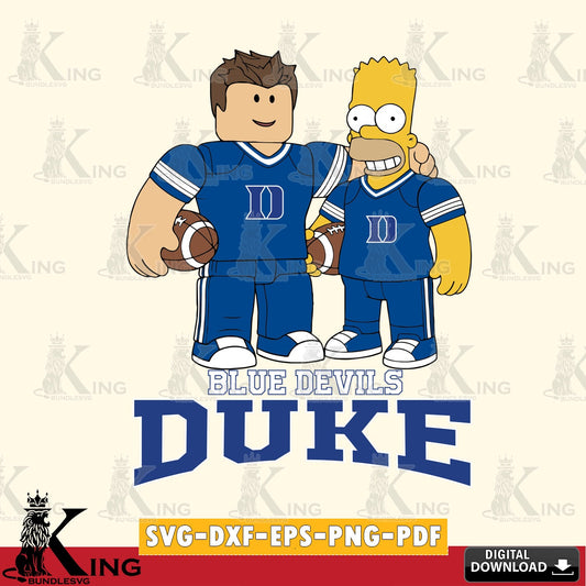 Duke Blue Devils Roblox & Homer Simpson Football SVG file , NCAA Cricut,  File cut , Digital Download , PDF File