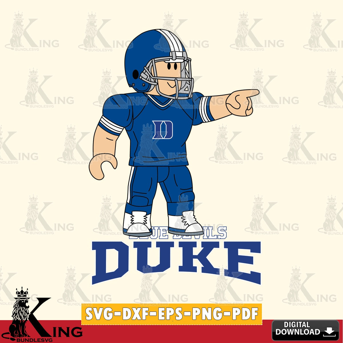 Duke Blue Devils Roblox Player Football SVG file , NCAA Cricut,  File cut , Digital Download , PDF File