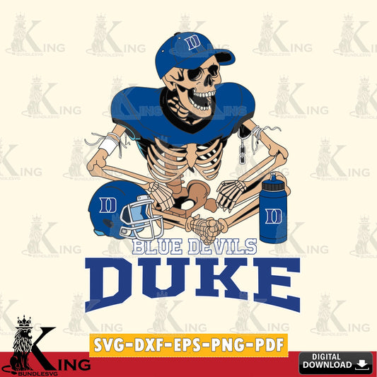 Stylish representation of a Duke Blue Devils skeleton player football design, a digital clipart compatible with laser engraving