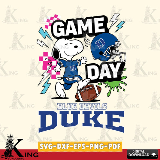 Duke Blue Devils Snoopy Game day SVG, Cricut, Cut file  , Digital Download , Instant Download, Peanuts svg, NCAA svg, Football svg, Sport svg