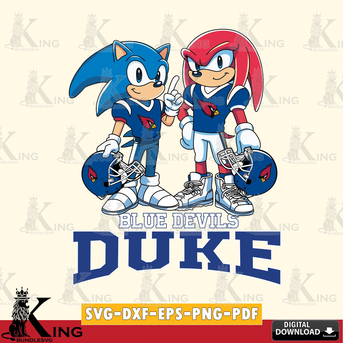 Duke Blue Devils Sonic And Knuckles Football SVG file, Vector , Digital Download , PDF File , Instant Download
