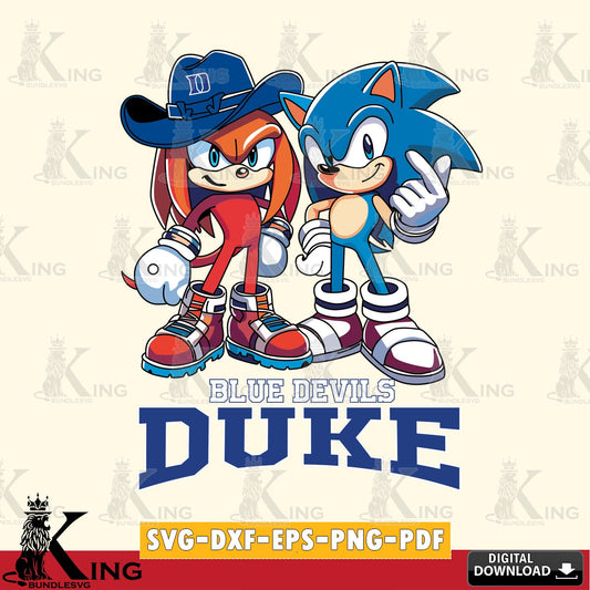 Digital download featuring Duke Blue Devils Sonic & Knuckles football mascot, a cut file ideal for vinyl projects and T-shirt