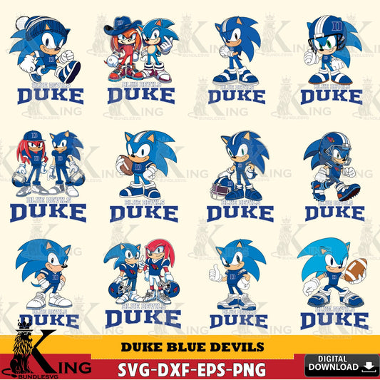 Premium pack containing Duke Blue Devils Sonic & Knuckles NCAA Football crafting file for iron-on transfer and vinyl decals.