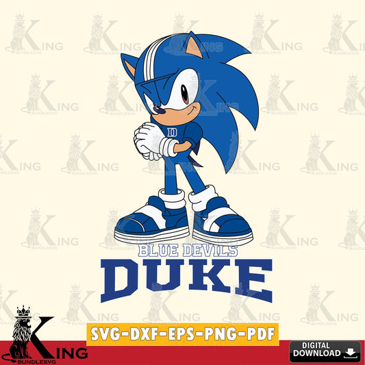 Custom design featuring Duke Blue Devils Sonic cute Football digital file for silhouette cameo and cricut projects