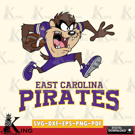 East Carolina Pirates Angry Taz Football SVG file, Cut file  , Digital Download , Instant Download, Taz svg, NCAA svg