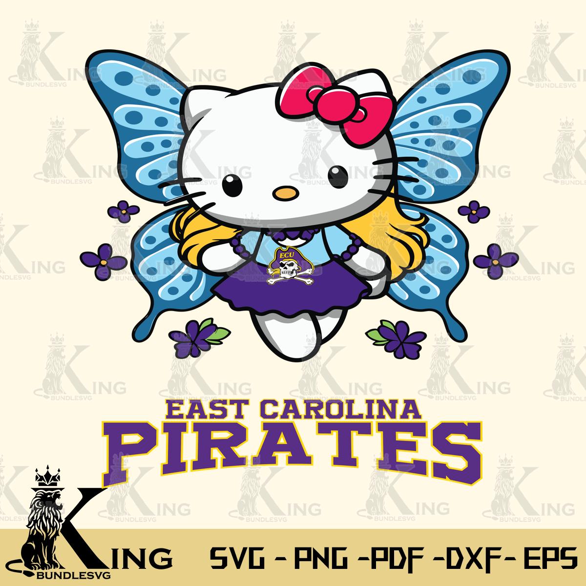 East Carolina Pirates Butterfly Kitty Charm Svg Eps Dxf Png File, Digital Download