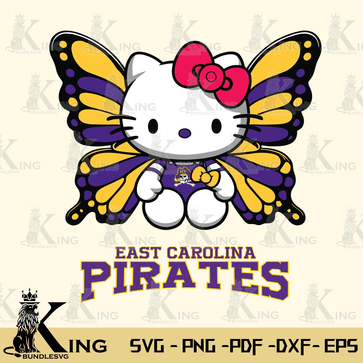 East Carolina Pirates Butterfly Kitty Delight Svg Eps Dxf Png File, Digital Download