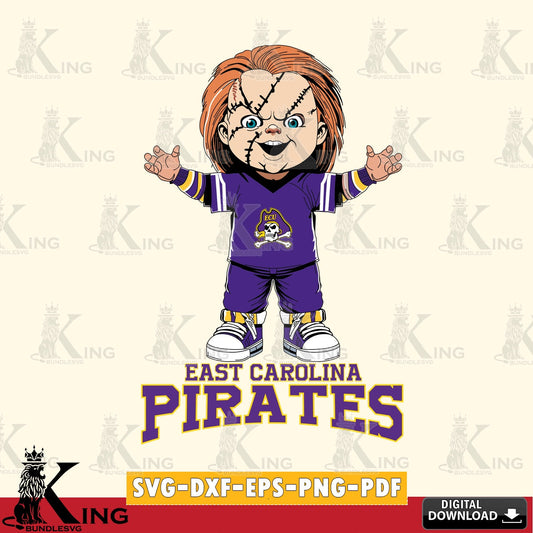 Digital download featuring East Carolina Pirates Chucky Football, a printable vector design for sublimation and crafts