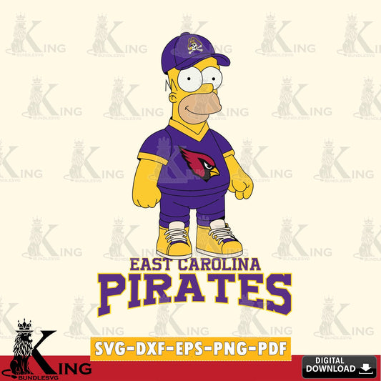 Digital clipart of East Carolina Pirates Homer Simpson football, digital clipart compatible with laser engraving and cutting