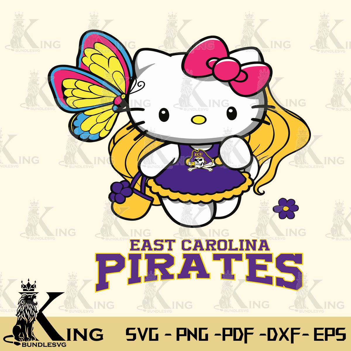 East Carolina Pirates Kitty Cartoon Svg Eps Dxf Png File, Digital Download