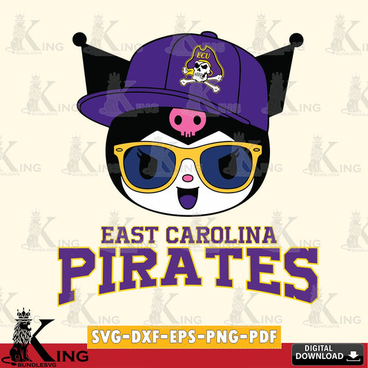 East Carolina Pirates Kuromi Football Cool SVG file, Cricut, Cut file  , Digital Download , Instant Download, Sanrio svg, Clipart