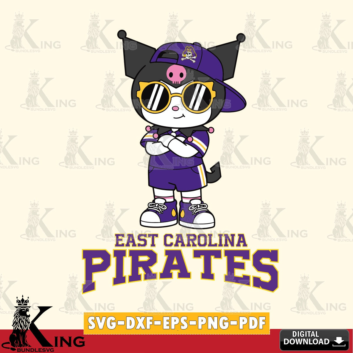 East Carolina Pirates Kuromi Football Jersey SVG file, Cricut, Cut file  , Digital Download , Instant Download, Sanrio svg, Clipart