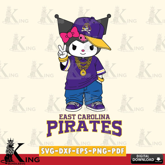 East Carolina Pirates Kuromi Streetwear Style SVG file, Cricut, Cut file  , Digital Download , Instant Download, Sanrio svg, Clipart