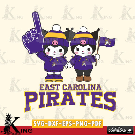 East Carolina Pirates Kuromi rugby Fan SVG file, Cricut, Cut file  , Digital Download , Instant Download, Sanrio svg, Clipart