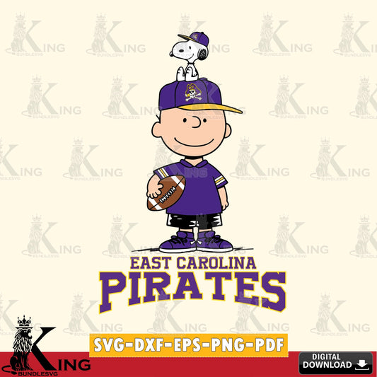 East Carolina Pirates Peanuts Football Rugby SVG, Cricut, Cut file  , Digital Download , Instant Download, Peanuts svg, NCAA svg, Football svg, Sport svg