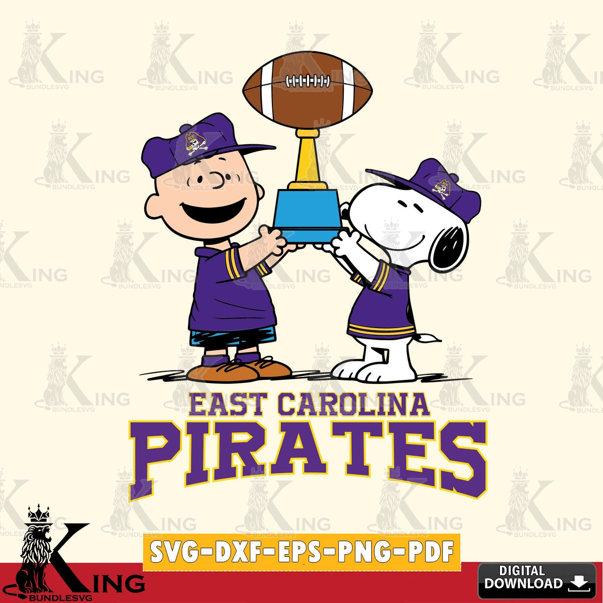 East Carolina Pirates Peanuts Football Trophy SVG, Cricut, Cut file  , Digital Download , Instant Download, Peanuts svg, NCAA svg, Football svg, Sport svg
