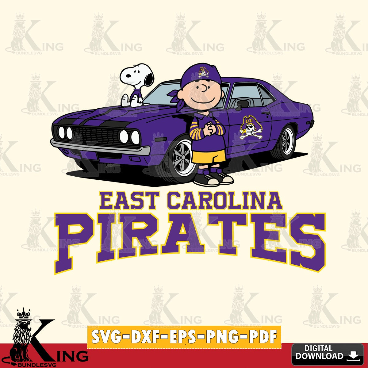 East Carolina Pirates Peanuts Muscle Car SVG, Cricut, Cut file  , Digital Download , Instant Download, Peanuts svg, NCAA svg, Football svg, Sport svg