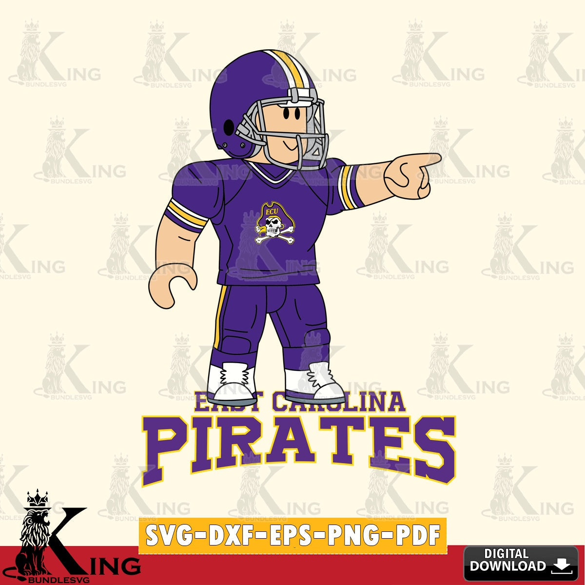East Carolina Pirates Roblox Player Football SVG file , NCAA Cricut,  File cut , Digital Download , PDF File