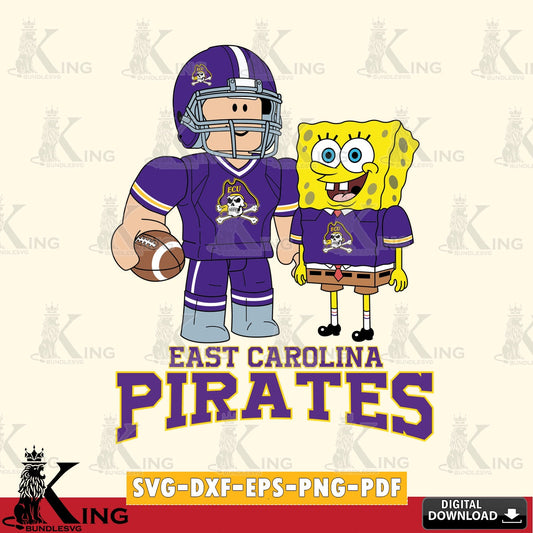 East Carolina Pirates Roblox & Spongebob Football SVG file , NCAA Cricut,  File cut , Digital Download , PDF File