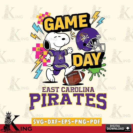 East Carolina Pirates Snoopy Game day SVG, Cricut, Cut file  , Digital Download , Instant Download, Peanuts svg, NCAA svg, Football svg, Sport svg