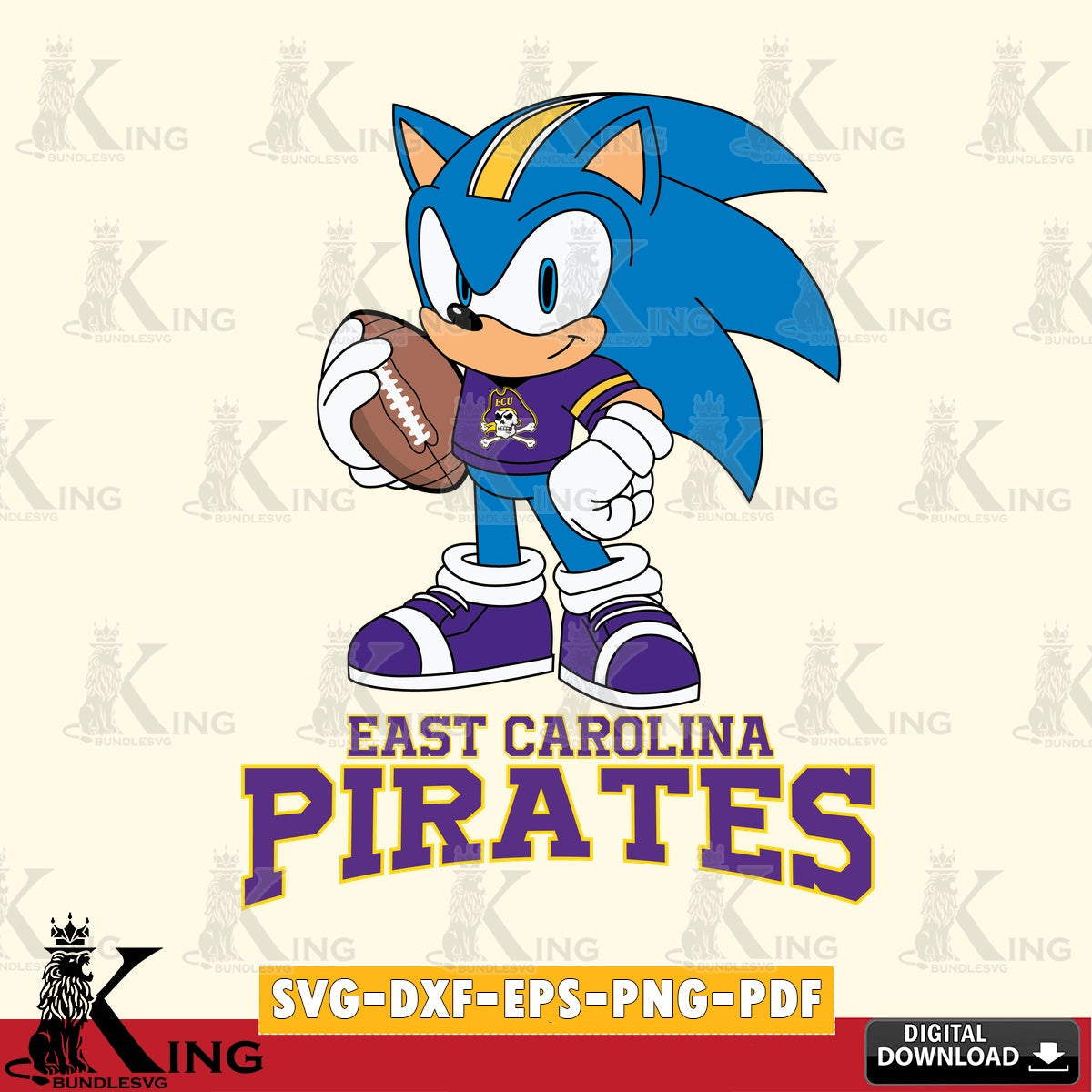 Creative design featuring East Carolina Pirates Sonic Game Day Ready SVG PNG files perfect for Cricut and Silhouette cutting