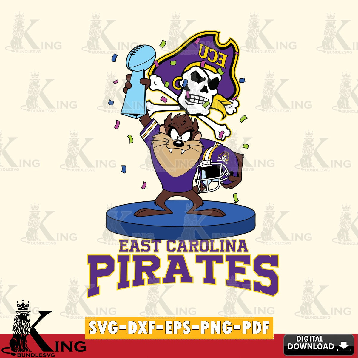 East Carolina Pirates Taz Trophy Podium SVG file, Cut file  , Digital Download , Instant Download, Taz svg, NCAA svg