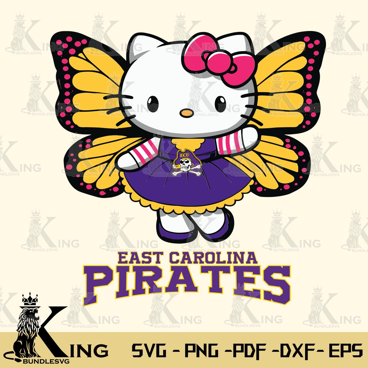 East Carolina Pirates Whimsical Kitty Wings Svg Eps Dxf Png File, Digital Download