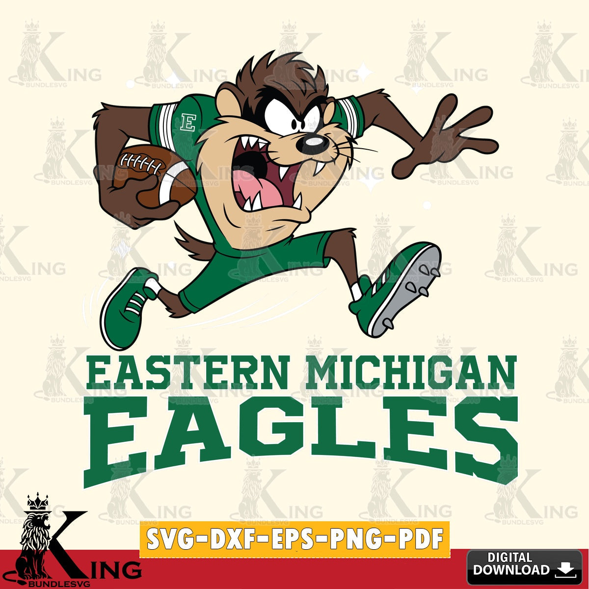 Eastern Michigan Eagles Angry Taz Football SVG file, Cut file  , Digital Download , Instant Download, Taz svg, NCAA svg