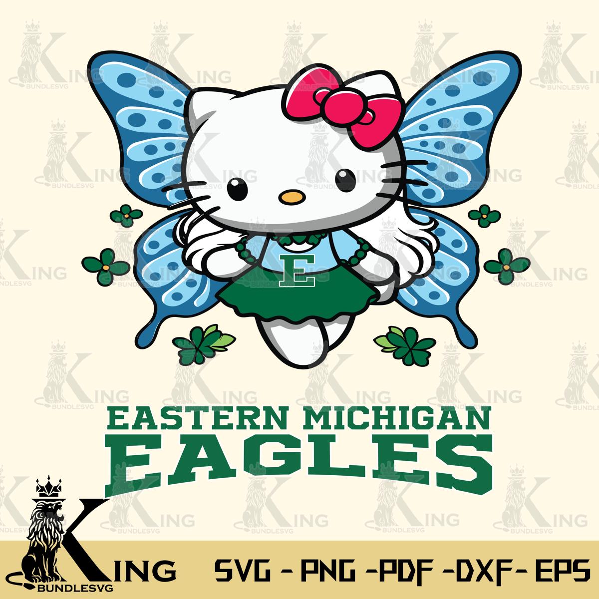 Eastern Michigan Eagles Butterfly Kitty Charm Svg Eps Dxf Png File, Digital Download