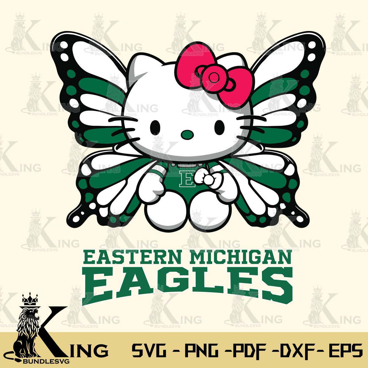 Eastern Michigan Eagles Butterfly Kitty Delight Svg Eps Dxf Png File, Digital Download