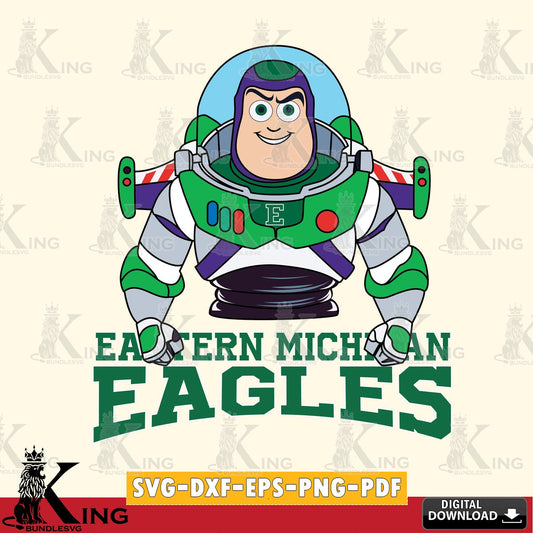 Artistic drawing of Eastern Michigan Eagles Buzz Lightyear football, high-quality vector for DIY scrapbooking and home decor