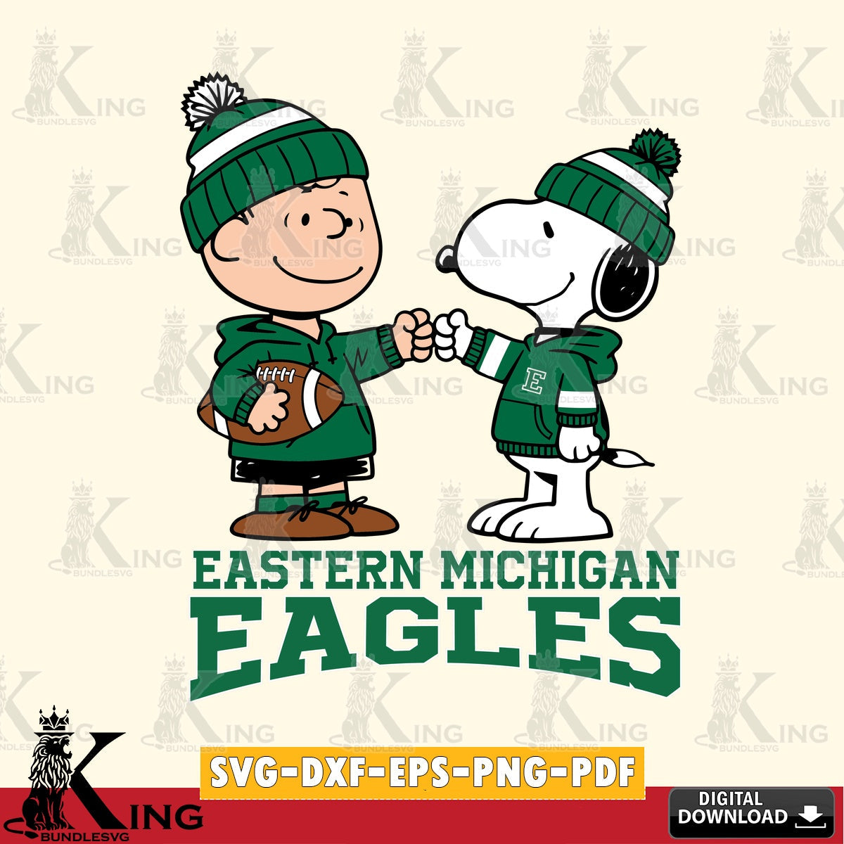 Eastern Michigan Eagles CharlieBrown Football Fist Bump SVG, Cricut, Cut file  , Digital Download , Instant Download, Peanuts svg, NCAA svg, Football svg, Sport svg