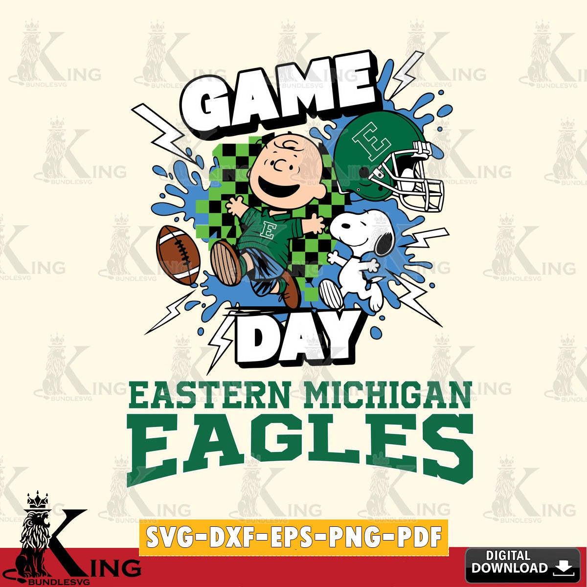 Eastern Michigan Eagles Game Day Peanuts SVG, Cricut, Cut file  , Digital Download , Instant Download, Peanuts svg, NCAA svg, Football svg, Sport svg