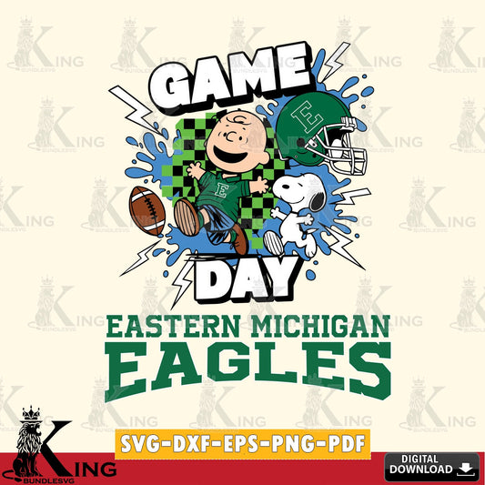 Eastern Michigan Eagles Game Day Peanuts SVG, Cricut, Cut file  , Digital Download , Instant Download, Peanuts svg, NCAA svg, Football svg, Sport svg