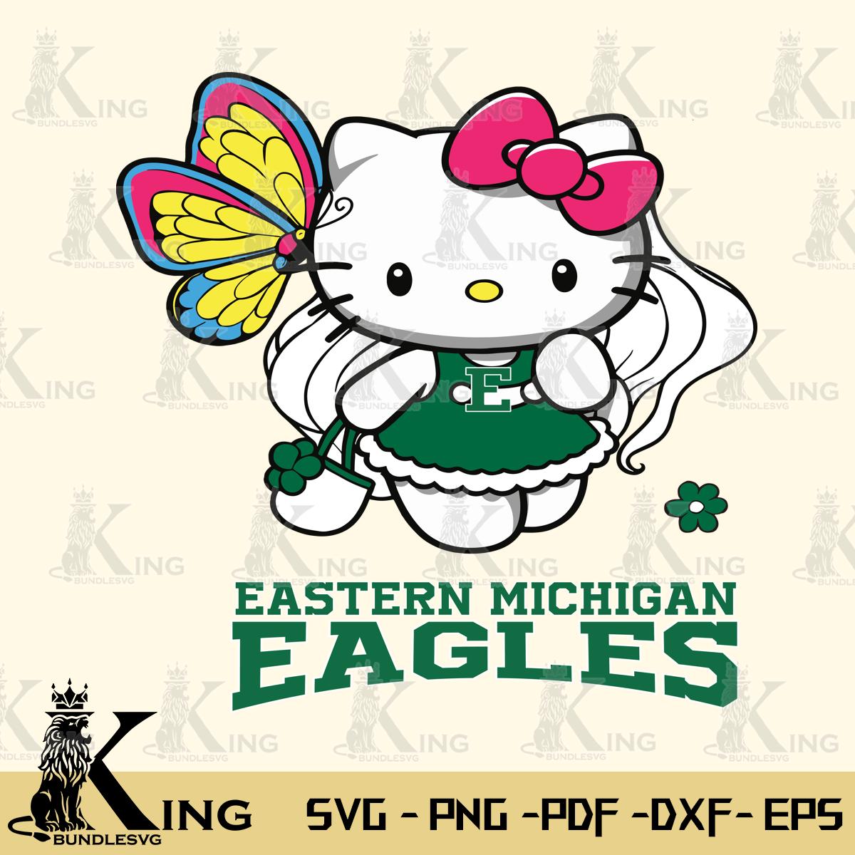 Eastern Michigan Eagles Kitty Cartoon Svg Eps Dxf Png File, Digital Download