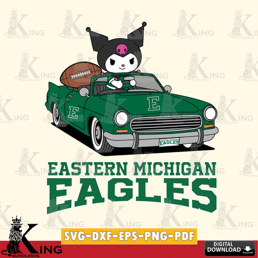 Eastern Michigan Eagles Kuromi Car Football Game SVG file, Cricut, Cut file  , Digital Download , Instant Download, Sanrio svg, Clipart