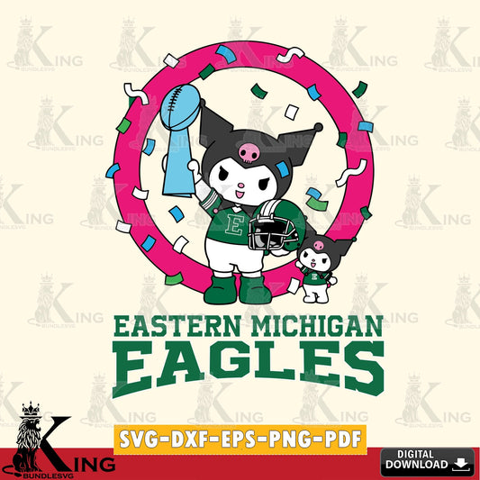 Eastern Michigan Eagles Kuromi Football Champion SVG file, Cricut, Cut file  , Digital Download , Instant Download, Sanrio svg, Clipart