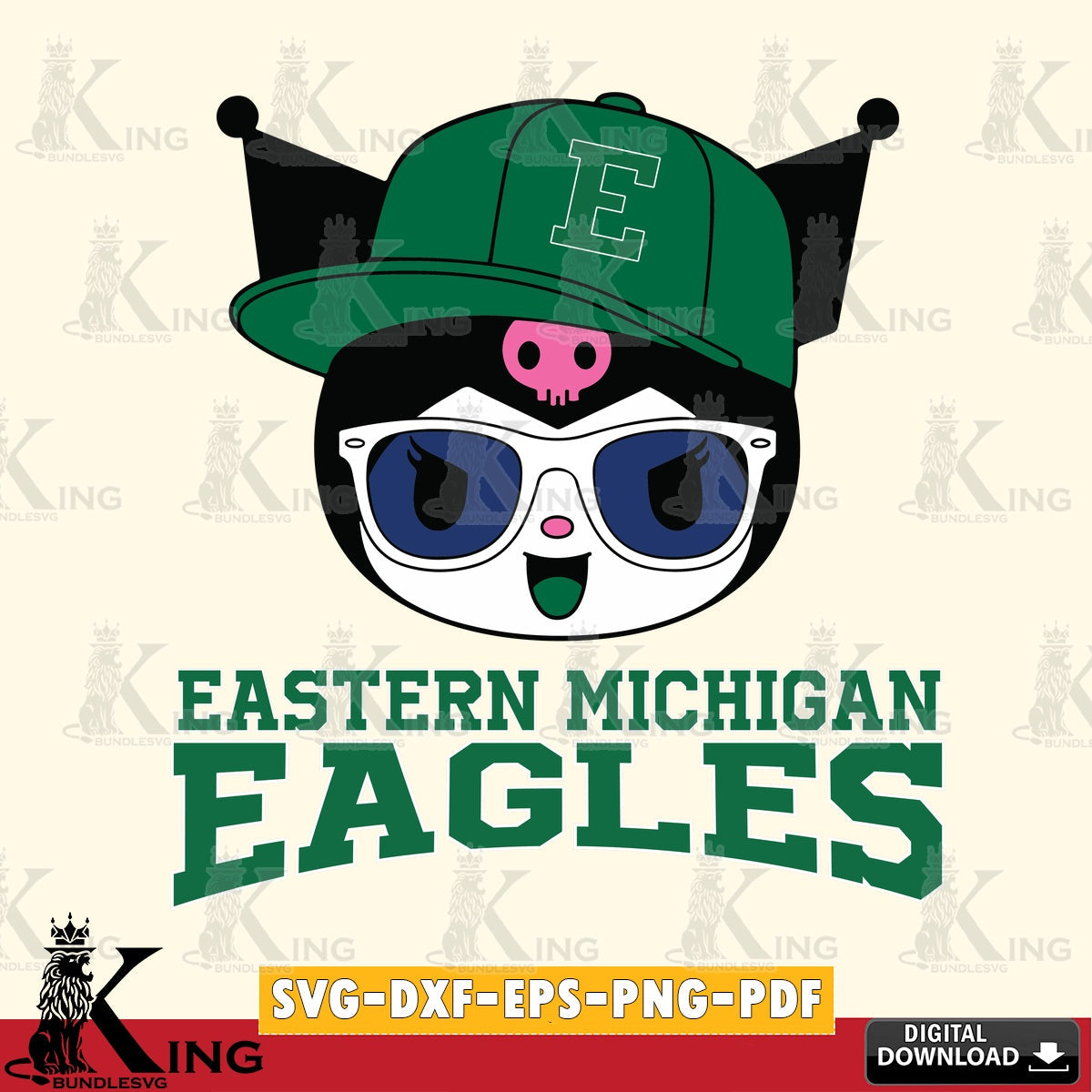 Eastern Michigan Eagles Kuromi Football Cool SVG file, Cricut, Cut file  , Digital Download , Instant Download, Sanrio svg, Clipart