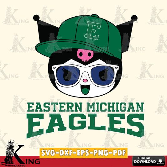 Eastern Michigan Eagles Kuromi Football Cool SVG file, Cricut, Cut file  , Digital Download , Instant Download, Sanrio svg, Clipart