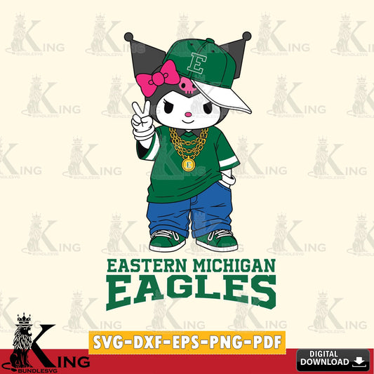 Eastern Michigan Eagles Kuromi Streetwear Style SVG file, Cricut, Cut file  , Digital Download , Instant Download, Sanrio svg, Clipart