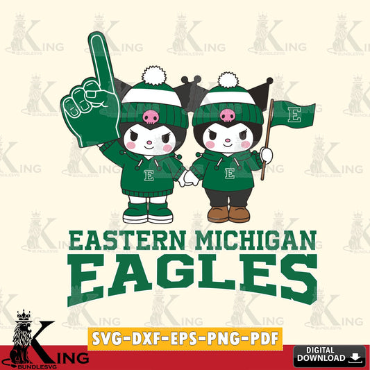 Eastern Michigan Eagles Kuromi rugby Fan SVG file, Cricut, Cut file  , Digital Download , Instant Download, Sanrio svg, Clipart