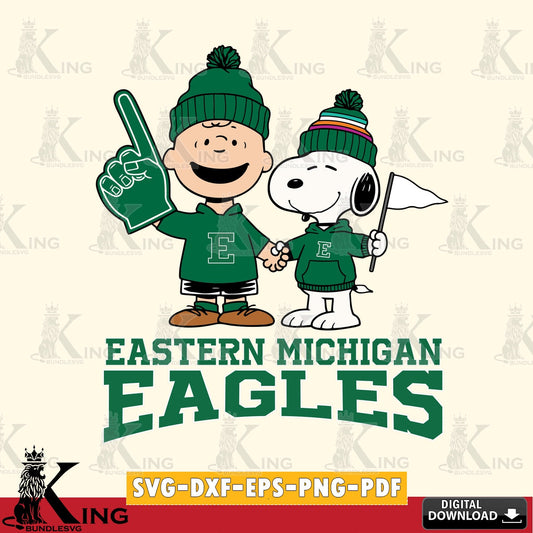 Eastern Michigan Eagles Peanuts Fan Gear SVG, Cricut, Cut file  , Digital Download , Instant Download, Peanuts svg, NCAA svg, Football svg, Sport svg