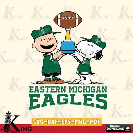 Eastern Michigan Eagles Peanuts Football Trophy SVG, Cricut, Cut file  , Digital Download , Instant Download, Peanuts svg, NCAA svg, Football svg, Sport svg