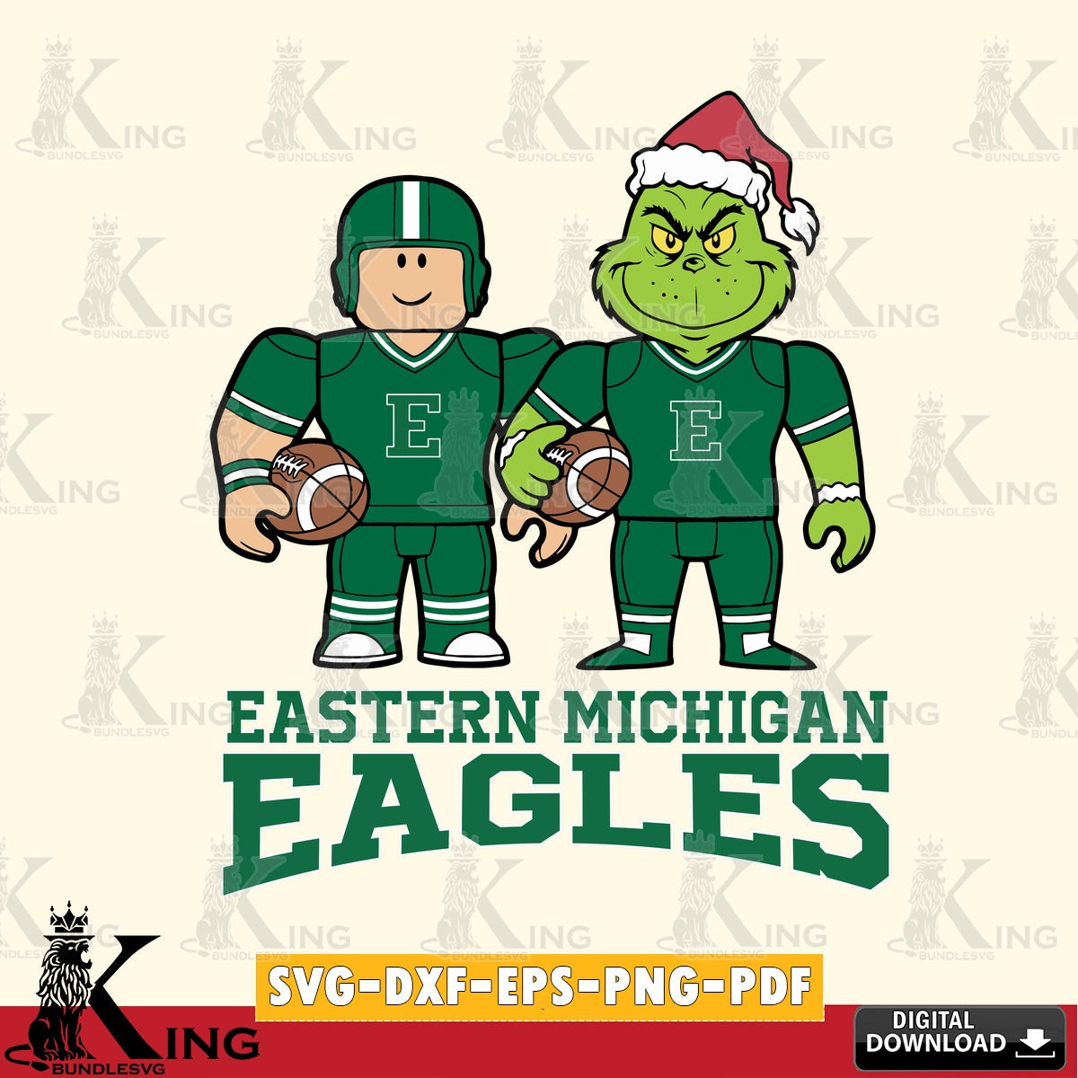 Eastern Michigan Eagles Roblox & Grinch Football SVG file , NCAA Cricut,  File cut , Digital Download , PDF File