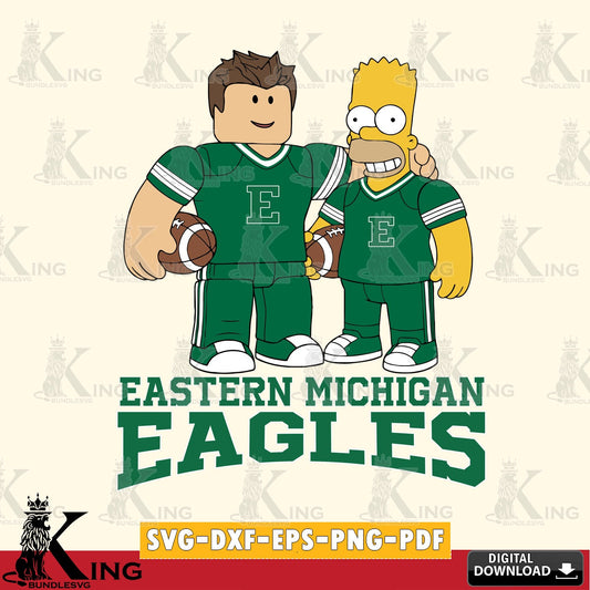 Eastern Michigan Eagles Roblox & Homer Simpson Football SVG file , NCAA Cricut,  File cut , Digital Download , PDF File