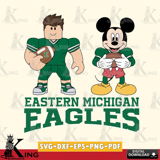 Eastern Michigan Eagles Roblox & Mickey Football SVG file , NCAA Cricut,  File cut , Digital Download , PDF File