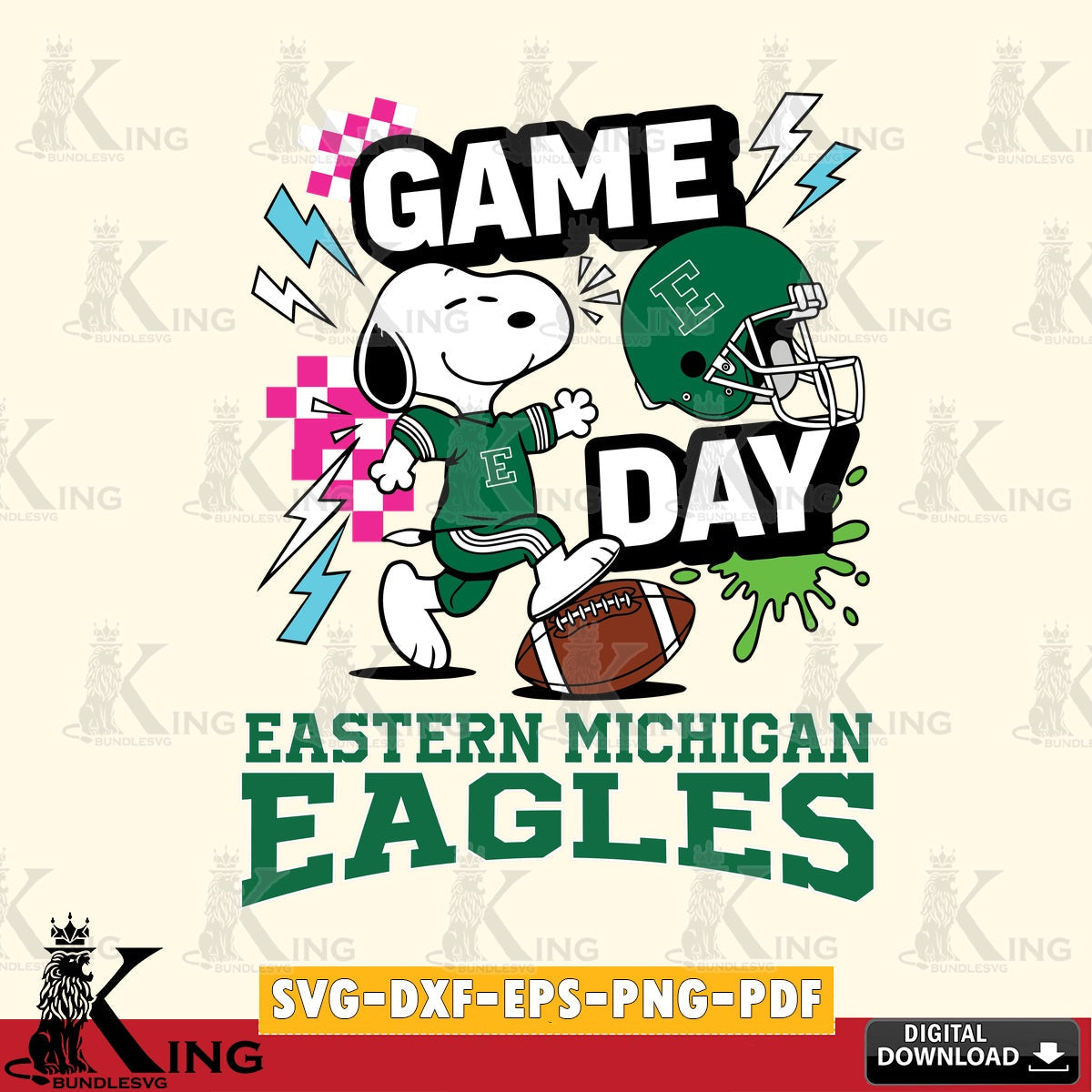 Eastern Michigan Eagles Snoopy Game day SVG, Cricut, Cut file  , Digital Download , Instant Download, Peanuts svg, NCAA svg, Football svg, Sport svg
