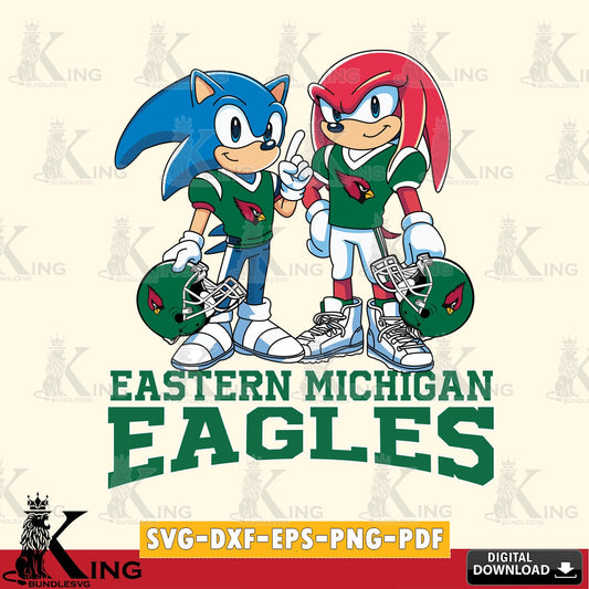 Vector design showing Eastern Michigan Eagles Sonic And Knuckles Football PNG clipart for sublimation printing and graphic design