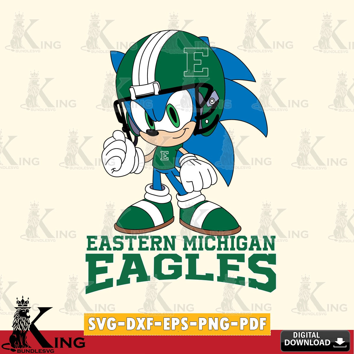 Eastern Michigan Eagles Sonic Football Mascot SVG file, Vector , Digital Download , PDF File , Instant Download